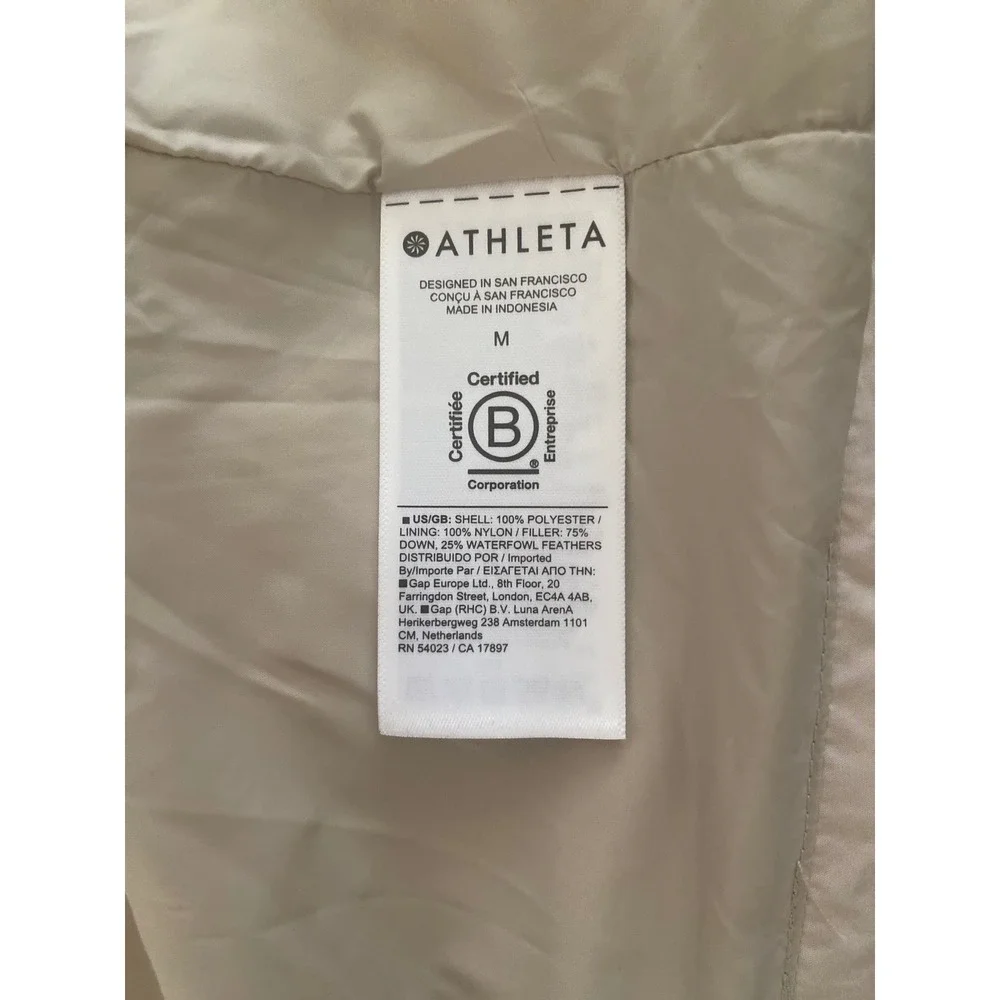 NEW Athleta Cascade Down Vest Womens M Beige Full Zip Puffer Drawstring Pockets - Picture 8 of 10